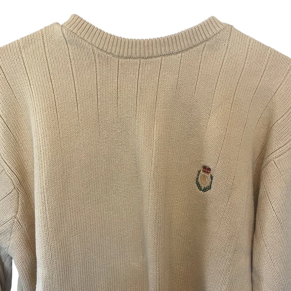 Ralph Lauren Chaps Mens Old Money Crew Neck Cotton Sweater Butter‎ Yellow Large